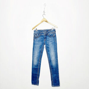 MISS ME Skinny Fit Low Rise Jeans Studded Rhinestones Y2K JW514154 womens 27